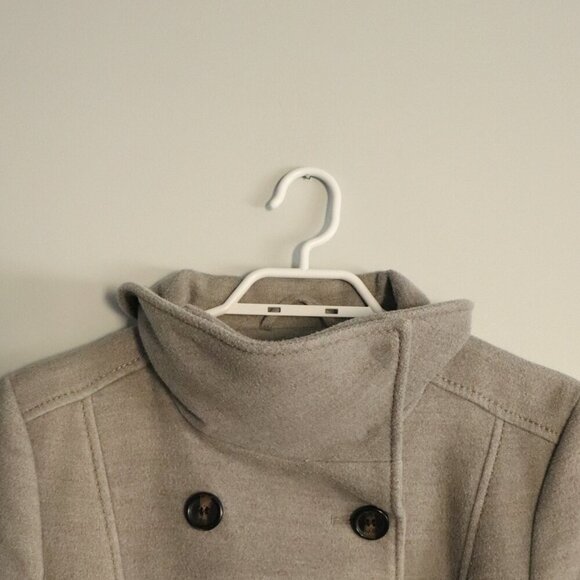 H&M Women's Grey Sz 10 Double-Breasted Lined Collared Long Sleeve Pocket Coat - Picture 5 of 15